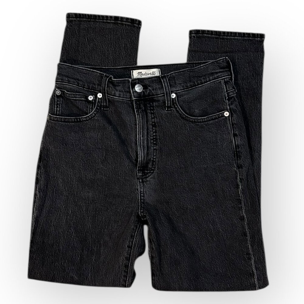 Madewell The Perfect Vintage Jeans High Waisted Black Wash Frayed Hem